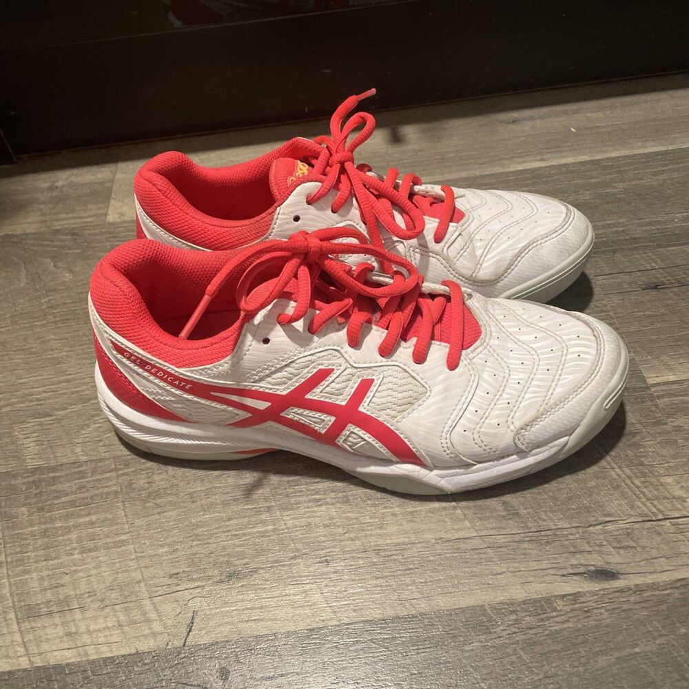 ASICS GEL-Dedicate Women’s Tennis Shoes Red White Court Sneakers Size 7